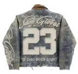 RETRO VINTAGE DISTRESSED GRAPHIC  JACKET
