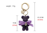 RHINESTONE BEAR PURSE CHARM PINK OR SILVER