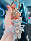 RHINESTONE BEAR PURSE CHARM PINK OR SILVER