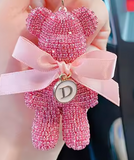 RHINESTONE BEAR PURSE CHARM PINK OR SILVER