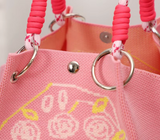 PINK KNIT LOVE BUCKET BAG