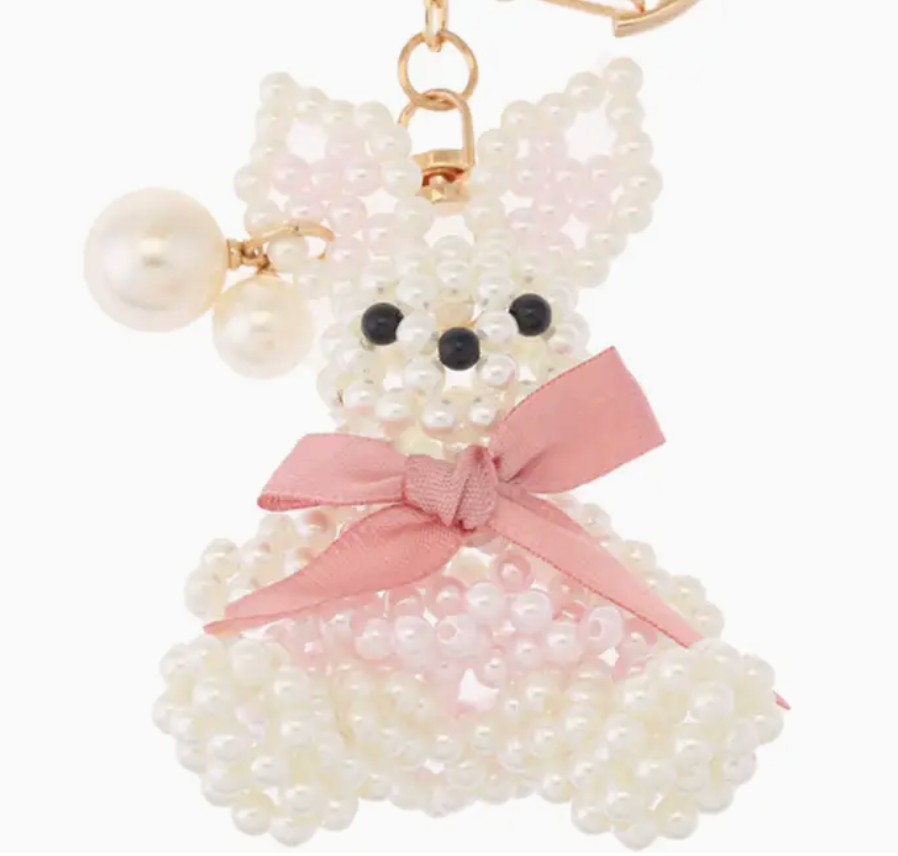 PEARLIZED BUNNY  PURSE CHARM KEY CHAIN