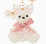 PEARLIZED BUNNY  PURSE CHARM KEY CHAIN