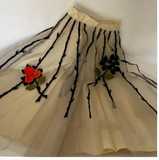 1950's Netted FLORAL Embroidered Skirt