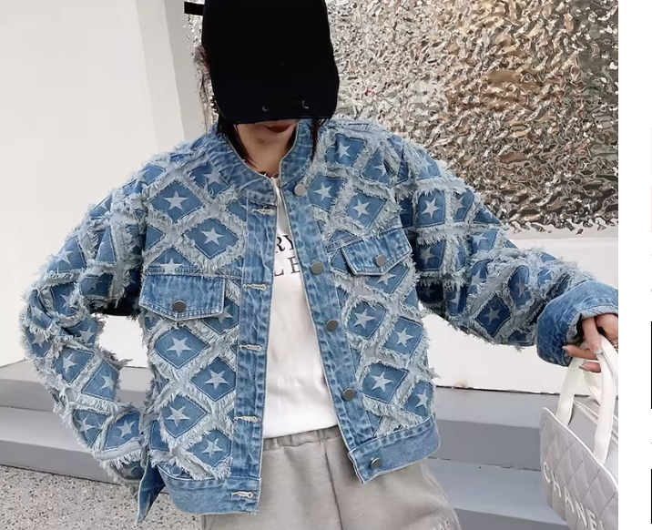 ELEVATED FRAYED DENIM JEAN JACKET