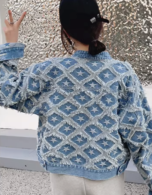 ELEVATED FRAYED DENIM JEAN JACKET