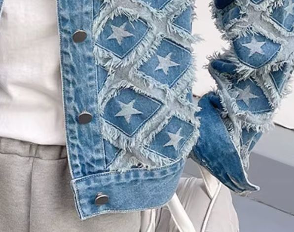 ELEVATED FRAYED DENIM JEAN JACKET