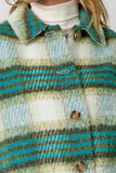 Dark Turquoise Green Tea Plaid Cropped Shacket DROPS Sept 28th