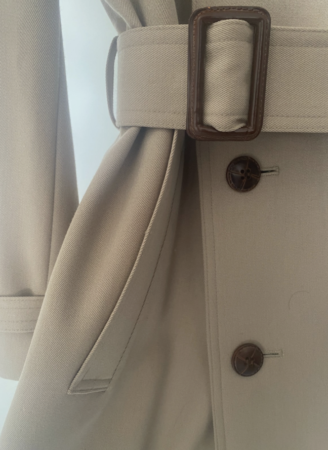 VINTAGE PIERRE CARDIN WOOL GABARDINE TRENCH COAT DESIGNER