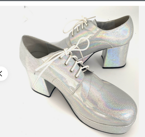 Mens Silver IRREDESCENT Platform Shoes 60's vintage RETRO