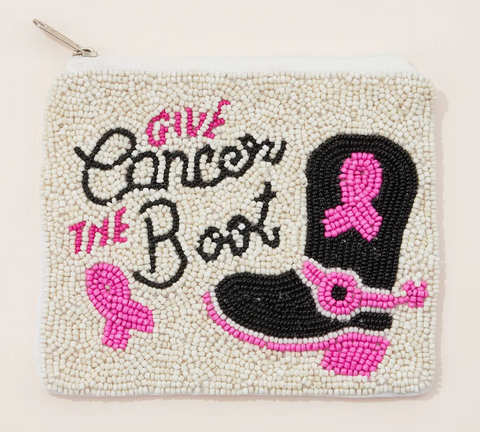 Give Cancer the Boot Beaded Bag