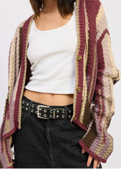 NWT VINTAGE STRIPE CABLE KNIT CARDIGAN