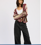 NWT VINTAGE STRIPE CABLE KNIT CARDIGAN