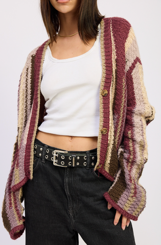 NWT VINTAGE STRIPE CABLE KNIT CARDIGAN