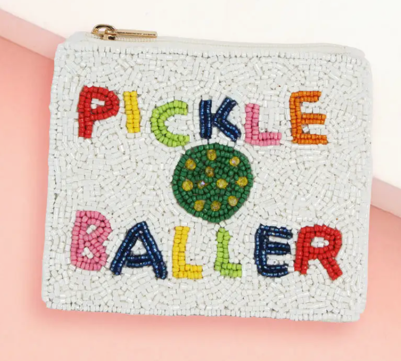 BEADED PICKLE BALL POUCH