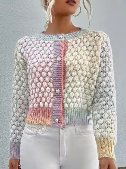 MULTI PASTEL COLOR BUBBLE CARDIGAN
