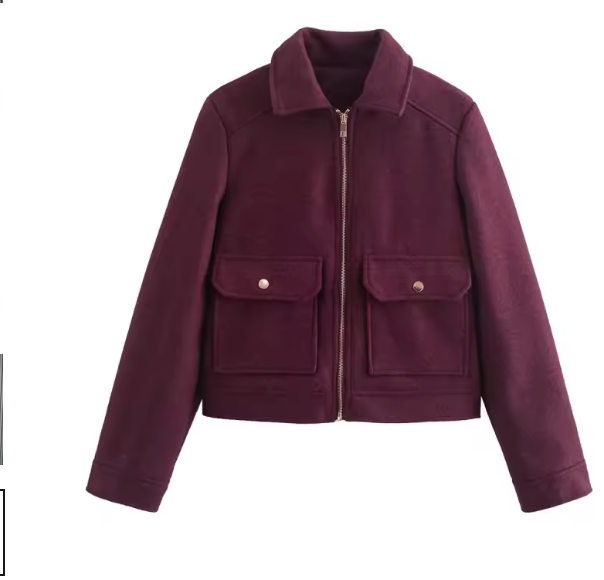 Wine Burgandy Waist Crop Jacket (Color Option)