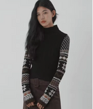 Fitted Graphic Sleeve Knit Sweater (COLOR OPTIONS)