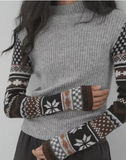 Fitted Graphic Sleeve Knit Sweater (COLOR OPTIONS)