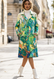 NATURE TROPICAL BIRDS GRAPHIC VINTAGE TRENCH COAT