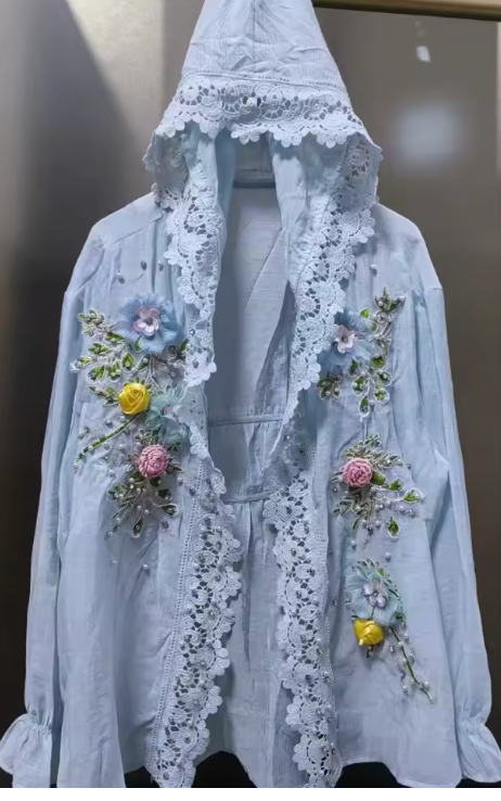 ROBIN EGG BLUE 3D Embroidered Summer Beach Hoodie