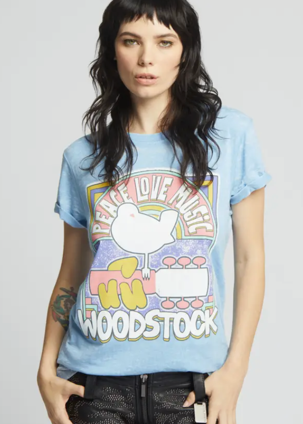 Robin Egg Blue WOODSTOCK Recycled Karma Mineral Wash Tee