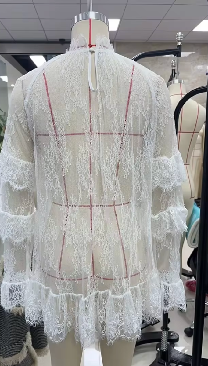 Delicate Sheer LACE BEACH COVER UP (Black Also)