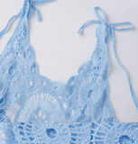 ROBIN EGG BLUE BOHO CROCHET KNIT BEACH COVER UP  DROPS APRIL 15TH