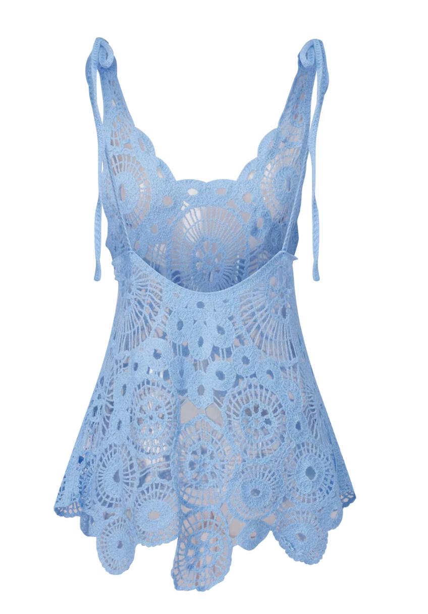 ROBIN EGG BLUE BOHO CROCHET KNIT BEACH COVER UP  DROPS APRIL 15TH