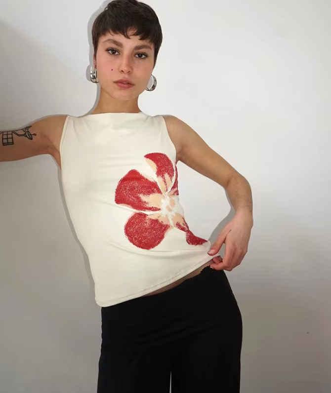 Summer Breeze Sleeveless Flower Shell (Color Options)