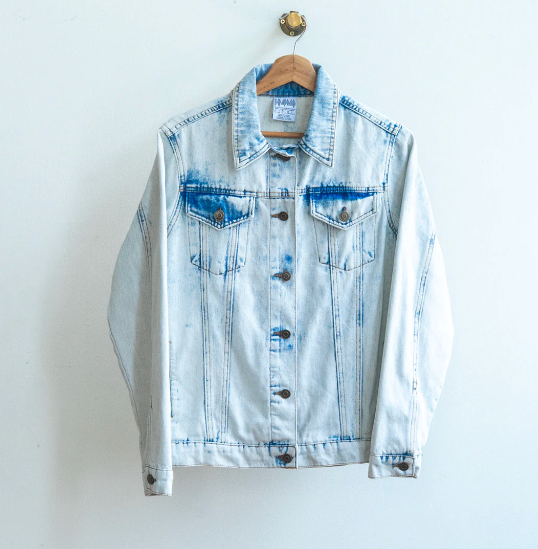 VINTAGE ACID WASH DEF LEPPARD DENIM JACKET  UNISEX