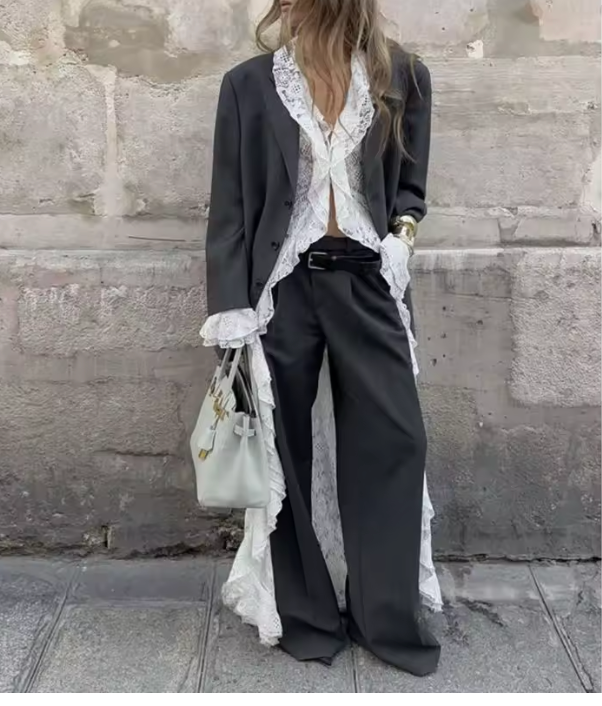 LONG RUFFLE LACE WEEKEND VIBE LONG COVERUP