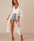 LACE BEACHWEAR OPEN LONG COVER UP  (Color Options)