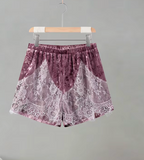 Vintage Velvet Lace Trim Shorts