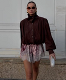 Vintage Velvet Lace Trim Shorts