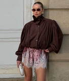 Vintage Velvet Lace Trim Shorts