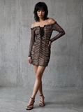RETRO SHEER MESH ROUCHED BODYCON MINI DRESS   90s
