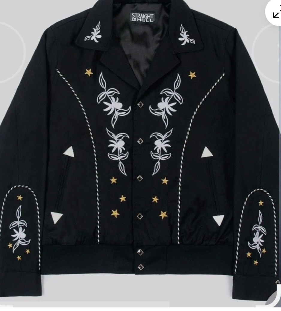 STRAIGHT TO HELL MENS  EMBROIDERED GABERDINE JACKET DeadStock
