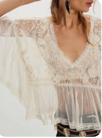 Loose Oversized Lace Sheer PEARL Top