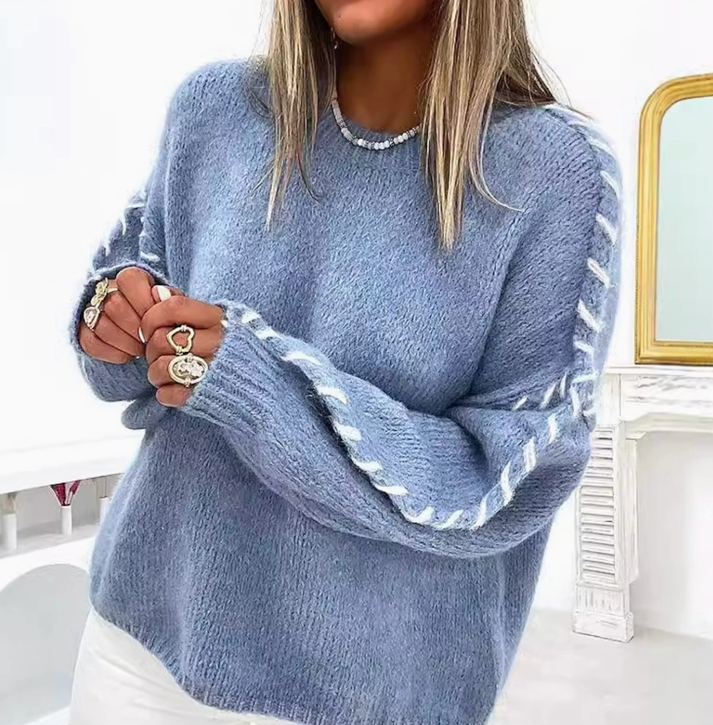 ROBIN EGG BLUE KNIT BULK STITCH SWEATER