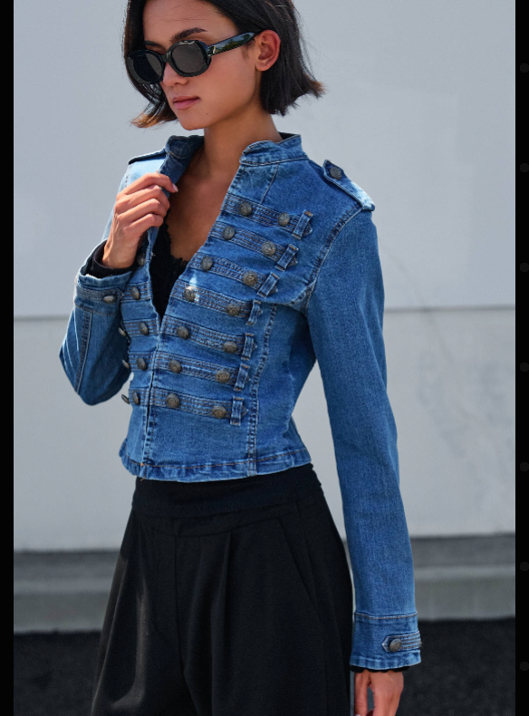 Military Retro Denim Elevated Jacket