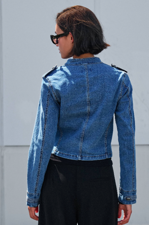 Military Retro Denim Elevated Jacket