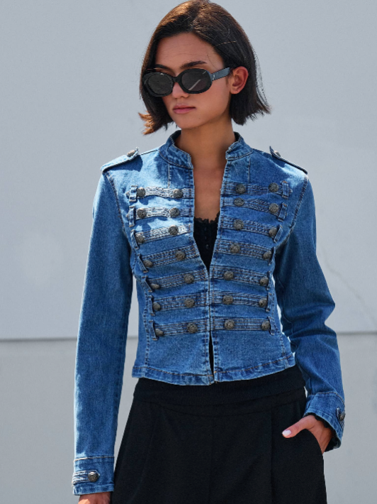 Military Retro Denim Elevated Jacket
