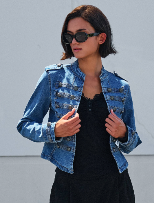 Military Retro Denim Elevated Jacket