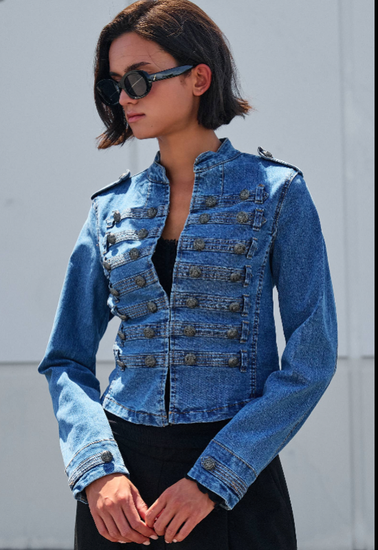 Military Retro Denim Elevated Jacket