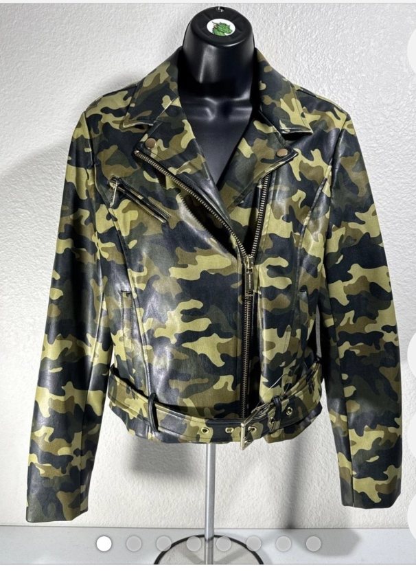 Vintage Michael Kors Camo Vegan Moto Jacket