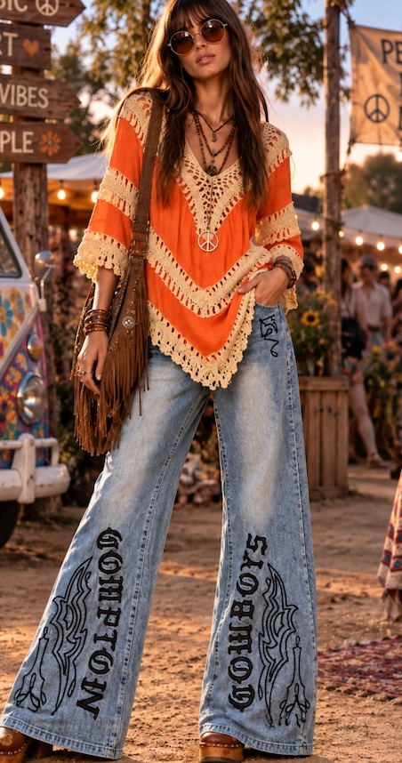 Boho Retro Hippie Tunic Top
