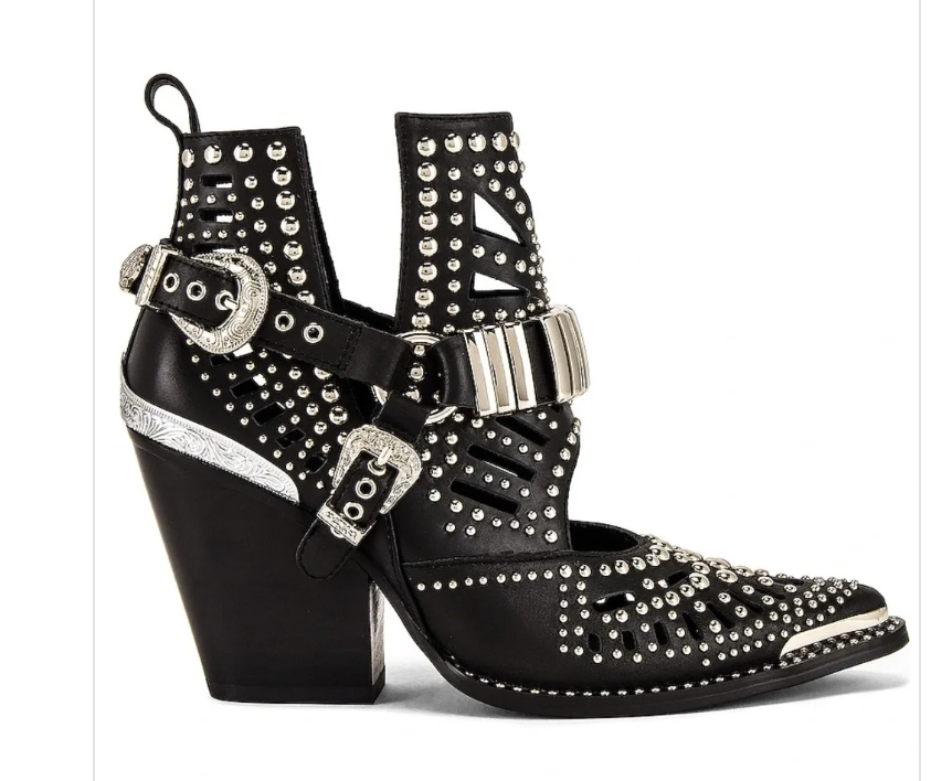 EPIC Jeffrey Campbell} Valdosta Studded Leather Block Heel Bootie’s