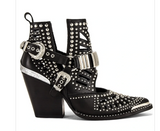 EPIC Jeffrey Campbell} Valdosta Studded Leather Block Heel Bootie’s