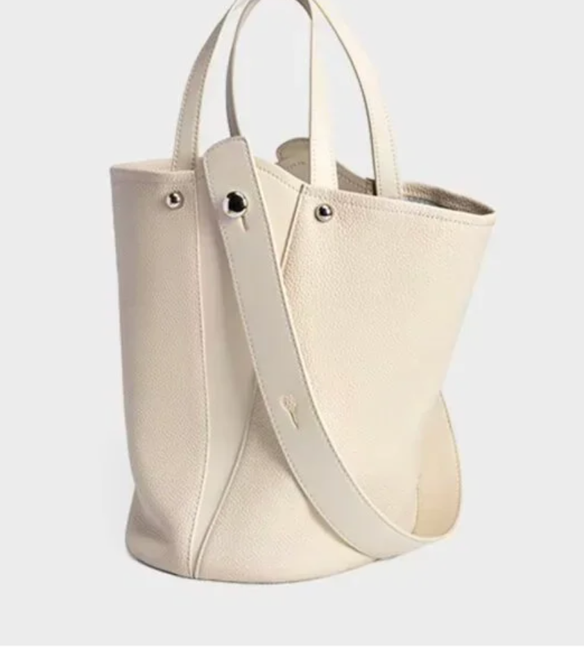 GENUINE LEATHER PEARL BUCKET BAG